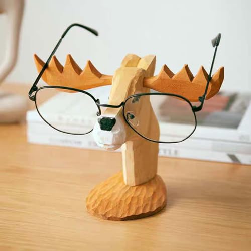 Eyepkildly Animal Glasses Ornaments Handmade Wood Carved Animal Eyeglass Holder Cute Sunglasses Display Stand Nightstand Home Office Desk Decor Eyepkildly