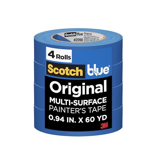ScotchBlue Original Multi-Surface Painter's Tape, 0.94 Inches x 60 Yards, 4 Rolls, Blue, Paint Tape Protects Surfaces and Removes Easily, ScotchBlue