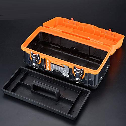 Edward Tool Stainless Steel Tool Box 16” - Small Metal Organizer Box with Removable Storage Tray - Ergo Handle - Secure Steel Latch - Quick Access Edward Tools