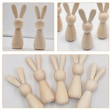 ABOOFAN Unfinished Wooden Bunny,4pcs Blank Wood Rabbit Peg Doll Figure Cutout Table Statue Model Desktop Centerpiece for Kids DIY Painting Home ABOOFAN