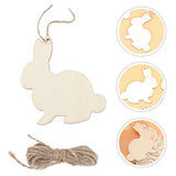 Amosfun 30pcs Wooden Easter Cutouts Rabbit Unfinished Wood Slices Wooden Easter Crafts with Hemp Ropes for Easter Hanging Party Decoration Amosfun