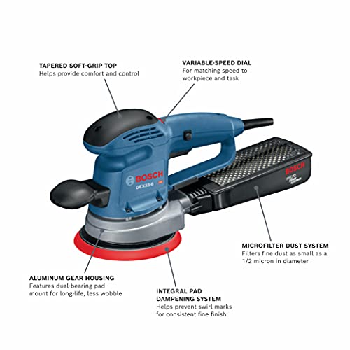 BOSCH GEX33-6N 6 In. Multi-Hole Random Orbit Sander/Polisher - WoodArtSupply