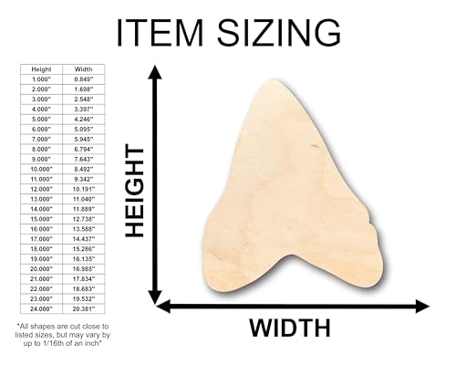 Unfinished Wood Shark Tooth Shape - Craft - up to 36" DIY 10" / 3/4" 24 Hour Crafts