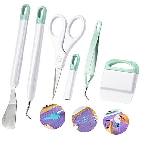 Ecraft Vinyl Weeding Tool Set: Vinyl Weeding Craft Basic kit 5 Pieces Including Tweezers & Spatula & Weeders & Scraper & Scissor for ecraft