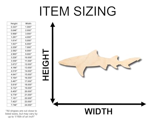 Unfinished Wood Lemon Shark Shape - Craft - up to 36" DIY 10" / 3/4" 24 Hour Crafts