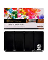 Mungyo Professional Half Pan Size Water Colors Set in Tin Case/Integral Mixing Palette in The lid (48 Colors) MUNGYO