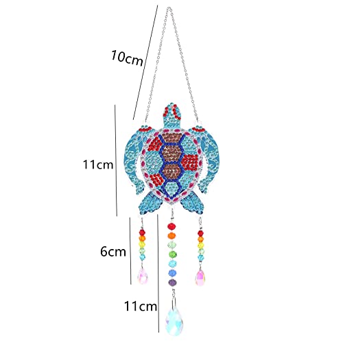 5D Diamond Painting Animal Wind Chimes, Sea Turtle Diamond Paint by Number Kits Hanging Pendant with Chain for Home Wall Window Decor, Adults Kids Bairdish
