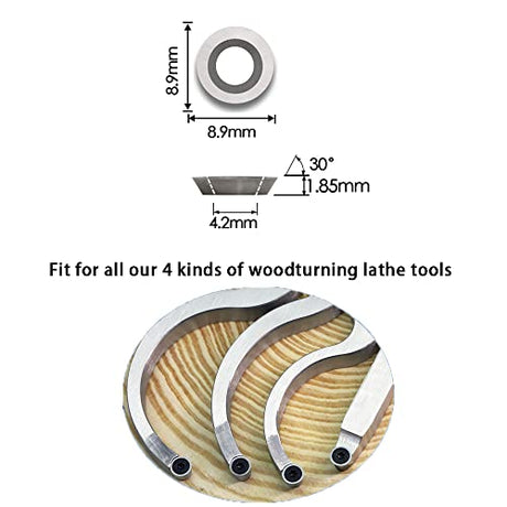 CDBP 8.9mm(1/3 inch) Round Carbide Inserts for Woodturning, R8.9×1.85mm Indexable Carbide Cutter fits for DIY Woodworking Lathe Wood Turning Finisher CDBP