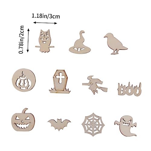 VILLCASE 300 Pcs Child Festive Unfinished Graffiti Wooden Chip Paper Cut Decorations Wood Chips Halloween Graffiti Sawdust Wood Embellishments for