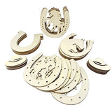 Honbay 36PCS Unfinished Cowboy Wooden Cutouts Blank Horseshoe and Hat Wood Discs Slices for Western Cowboy Cowgirl Party Decorations DIY Craft (5 HONBAY
