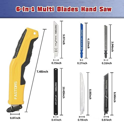 Hand Saw,FASTORS Multi Blades Drywall Saw with Soft Grip Handle Hacksaw for Cutting Drywall,Sheetrock,Wood,Plastic,Metal,Plywood