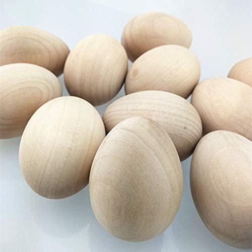 Unfinished Unpainted Wooden Eggs 20 Pack 2.5" x 1-7/8" Easter DIY Craft Eggs for Easter Decorate TAI JI