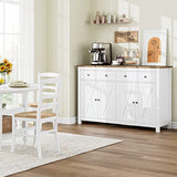 FOTOSOK Sideboard Buffet Cabinet with Storage, 55" Large Kitchen Storage Cabinet with 2 Drawers and 4 Doors, Wood Coffee Bar Cabinet Buffet Table FOTOSOK