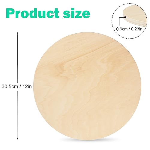 12 PCS 12 Inch Unfinished Wood Circles, Thickness 6mm, Wooden Rounds for Crafts, Wood Discs for DIY Painting Decorations, Weddings and Parties,by