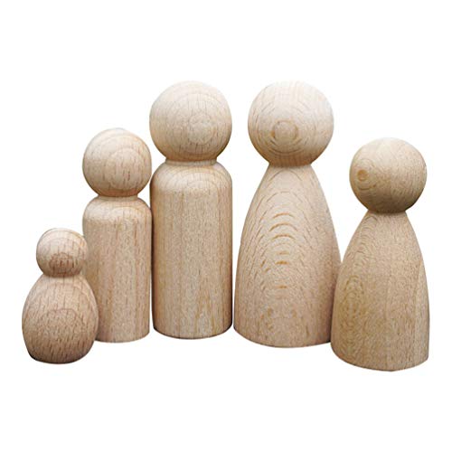 TOYANDONA 5pcs Hand-Painted Puppet Toys Unfinished Wooden Figures Wooden Peg Doll People Little Wooden Pegs Kids Dolls Kidcraft Playset Unfinished - WoodArtSupply