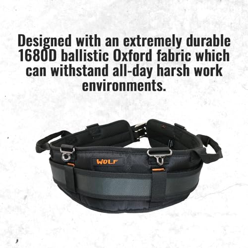 WOLF WTH2110 Heavy-Duty Ballistic Padded Tool Work Belt | Compatible w/Pouches, Holsters & 4-Point Suspenders | Body Waist Comfort Lightweight WOLF Industrial Products