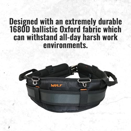 WOLF WTH2110 Heavy-Duty Ballistic Padded Tool Work Belt | Compatible w/Pouches, Holsters & 4-Point Suspenders | Body Waist Comfort Lightweight - WoodArtSupply