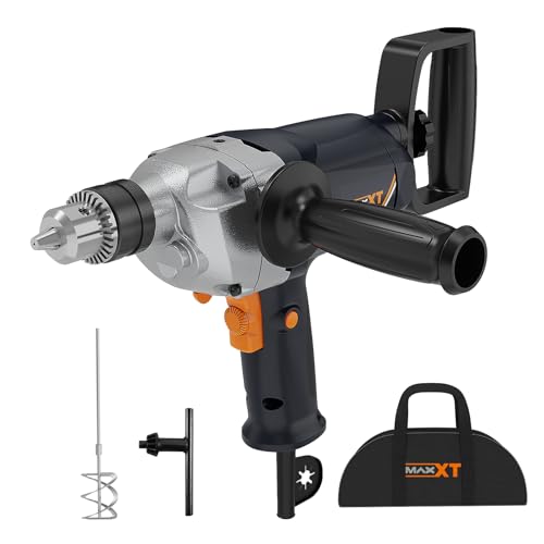 MAXXT Drill Mixer Set with Spade Handle 1/2 inch Electric Corded Mixing Drill Machine 9A Motor Concrete Mud Mixer MAXXT