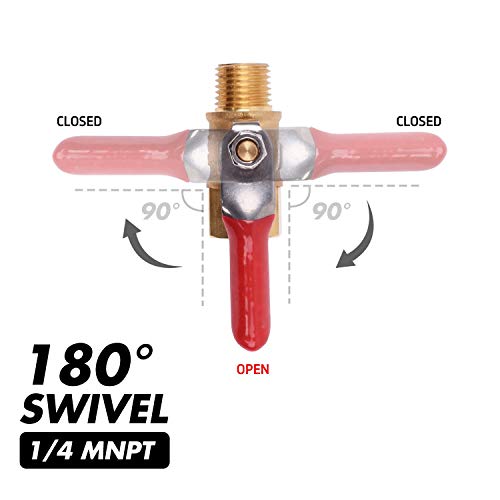 WYNNsky 1/4" Heavy Duty Air Compressor Brass Ball Valve Shut Off Switch, 1/4 Inch Male And Female NPT Thread Pipe Fitting WYNNsky