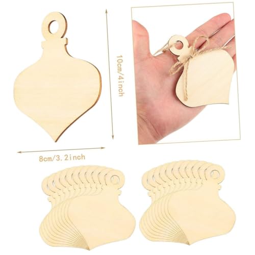VOSAREA 40pcs Light Bulb Shaped Wood Chips Unfinished Wood Light Bulbs Christmas Light Bulb Cutouts Wooden Shape Holiday Christmas Wood Cutouts VOSAREA