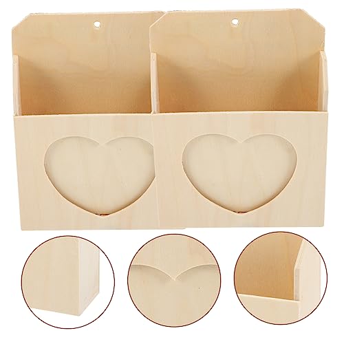 Operitacx 2pcs Love Envelope Box Kids Play Mailbox Unfinished Thank You Cards Holder Wall Magazine Holder Pencil Cup Pot Wall Mounted Mail Holder Operitacx