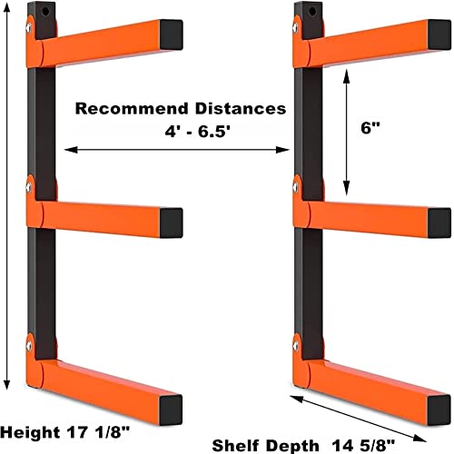 WALMANN Lumber Storage Rack for Garage, Wall Mount Heavy Duty Lumber Rack, Overhead Wood Storage Rack for Woodworking Shop(2 Pairs) - WoodArtSupply