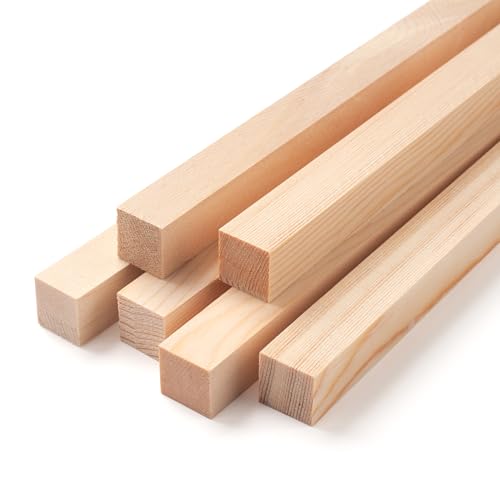 Square Wooden Dowel Rods, 6 PCS 3/4" x 12" Square Wood Dowel Rods Wooden Sticks for Crafts, Unfinished Hardwood Sticks Wood Strips for Woodworking, - WoodArtSupply