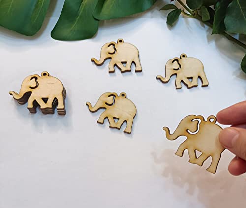 30pcs of Elephant Shape Wood Earrings Blanks,DIY Unfinished Laser Cut Natural Wood Earrings Blanks Wood Jewelry (2'') Yuxuanish
