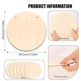 DIYDEC 6 Pack Wood Circles for Crafts 14 Inch Unfinished Wood Slices Blank Wooden Door Hanger Sign Round Wood Discs with Bows Twine Glue Point for DIYDEC