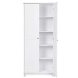 Wood Storage Cabinet - 72" Tall w/Locking Doors & Adjustable Shelves - Wooden Utility Cabinets for Garage, Office, Classroom, Kitchen Pantry -30.71" Flandre