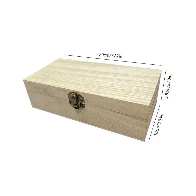 NA Unfinished wooden box, 8x4x2.3 inch storage box with hinge lid, small wooden box with rectangular souvenir and craft, craft DIY gift box, Wood N\A