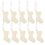 FOMIYES 50pcs Stockings Wooden Chips, Unfinished Christmas Wood Hanging Ornaments, Craft Christmas Tree Stockings Hanging Pieces, Wooden Stockings FOMIYES