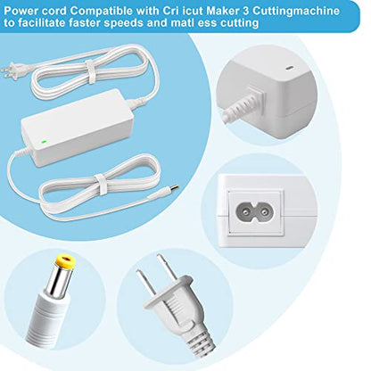 DC24V Charger Fits Power Cord Compatible with Cricut Maker 3 Cutting Machine 24VDC Power Replacement Cord Compatible with Cricut Maker 3 Power - WoodArtSupply