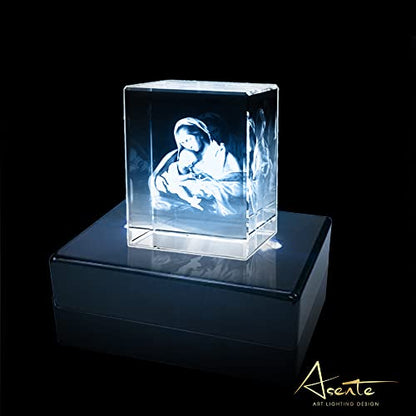 ASENTE 6 LED Light Stand Base - Rectangle Display Pedestal for 3D Crystal Glass Art - AC/USB Operated - Lighted Mirror Box for Centerpieces (Cherry - WoodArtSupply