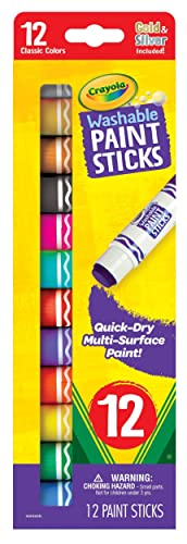 Crayola Quick Dry Paint Sticks, Assorted Colors, Washable Paint Set for Kids, 12 Count Crayola