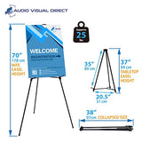 Lightweight Aluminum Telescoping Display Easel, 70 Inches, Black Audio-Visual Direct