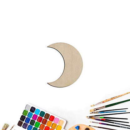 60 Pcs Moon Wood Cutouts Crafts Wooden Moon Shaped Slices Embellishments Gift Unfinished Wood Ornaments for DIY Projects Home Decoration (1.58x2 in) - WoodArtSupply