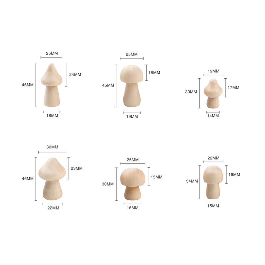 ccHuDE 12 Pcs Unfinished Wooden Mushrooms Unpainted Wood Mushrooms Small Paintable Mushrooms Mini Mushroom Figurines Craft Mushrooms Ornaments ccHuDE