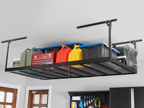 NewAge Products 4 ft. x 8 ft. VersaRac Pro Adjustable Overhead Garage Storage Rack, Heavy Duty Steel Garage Storage Organization, Ceiling Storage - WoodArtSupply