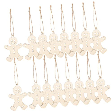 NOLITOY 300 Pcs Wooden Gingerbread Man Hanging Ornament Gingerbread Craft Christmas Gingerbread Ornament Unfinished Wood Shapes Gingerbread Man NOLITOY