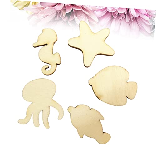 Abaodam 50pcs Pieces Unfinished Wood Dolphin DIY Ocean Creatures Nautical Wood Cutouts Blank Wooden Animals Octopus Wood Unfinished Wood Animal Abaodam