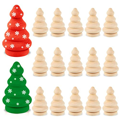 20 Pieces Unfinished Wooden Christmas Trees Mini Wooden Christmas Trees Wooden Trees for Crafts Mini Wooden Trees for DIY Arts Crafts Children Kid Blulu