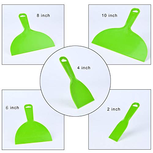 zYoung 5 Pcs Reusable Plastic Putty Knife Set Flexible Scraper Tool Flexible Paint Scrapers Tool for Decals, Wallpaper, Baking, Wall and Car Putty, zYoung