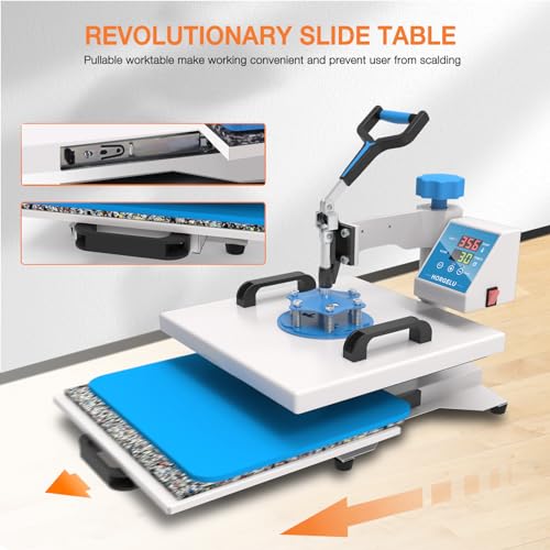 HORGELU 5 in 1 Heat Press Machine 15x15 Inch Heat Transfer Machine 360-Degree Swing Away Multifunction Digital Sublimation Combo Heat Press for T Horgelu