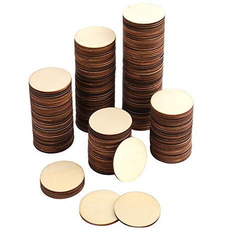 Foraineam 200 Pieces Wood Craft Circle Cutouts 2 Inch Round Natural Wooden Disc Circles Unfinished Slices for Craft Supplies, Decoration, Painting, Foraineam