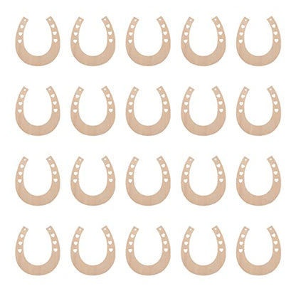 Sewroro 24pcs Horseshoe Shape Wood Cutouts for Crafts Unfinished Wooden Horseshoes DIY Painting Discs Slices Small Cowboy Party Decorations - WoodArtSupply