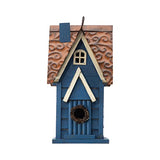 Glitzhome 12" H Retro Blue Distressed Solid Wood Cottage Birdhouse Hanging Bird House for Outdoors glitzhome