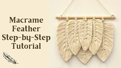 MUSE DECOR Macramé Feather DIY Craft Kit – Make Your Own Boho Style Home Décor Wall Hanging for Beginners with Step-by-Step Video Tutorials- - WoodArtSupply