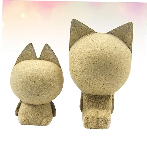 EXCEART 2pcs Blank Wood 3D Cat Crafts Wood Cat Centerpiece Blank Wood Figures Wood Peg Doll People Easter Craft Supplies Toys for Kids Wood Toys