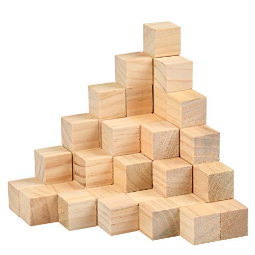 BUYGOO 50Pcs 1.5 inch Wooden Cubes Unfinished Wood Blocks for Wood Crafts, Wooden Cubes, Wood Square Blocks for Crafts and DIY Décor, and DIY BUYGOO